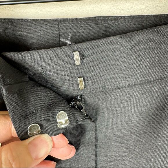 New Akris Punto Black Wool Slim Straight Leg Trouser Pants Stretch Wool Blend 16 - Picture 3 of 11